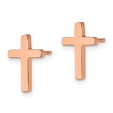 Chisel Stainless Steel Polished Rose IP-plated Cross Post Earrings